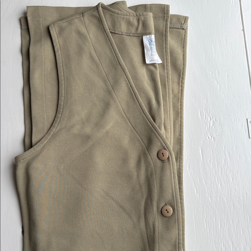Weekenders Plus Size Soft Olive Green Beige Sleeveless Button-Down Maxi Dress XL